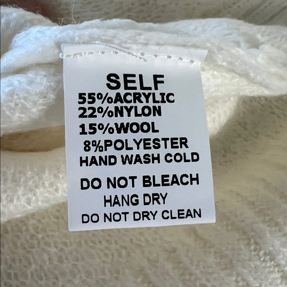 AND THE WHY oversized Cheers ivory part wool holiday sweater S/M M/L Combo Size - Picture 10 of 11